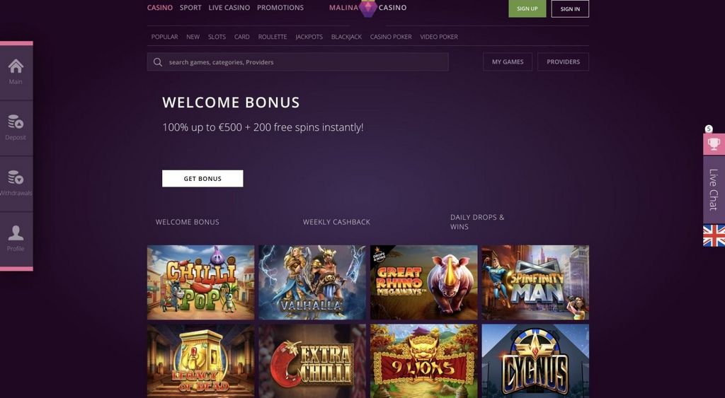 MalinaCasino – Online-Casino & Sportwetten